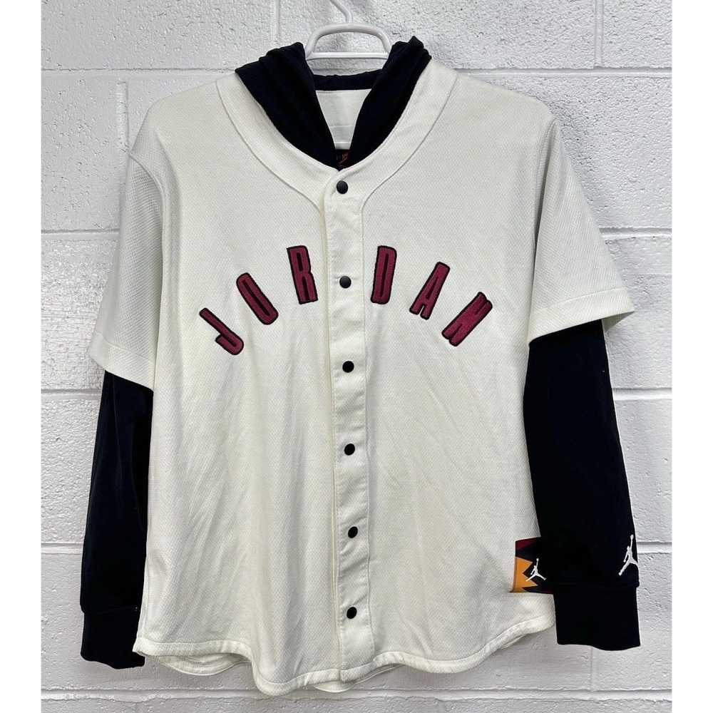 Nike Air Jordan Flight MVP Baseball Hoodie Jersey FB7034-133 Men's Large